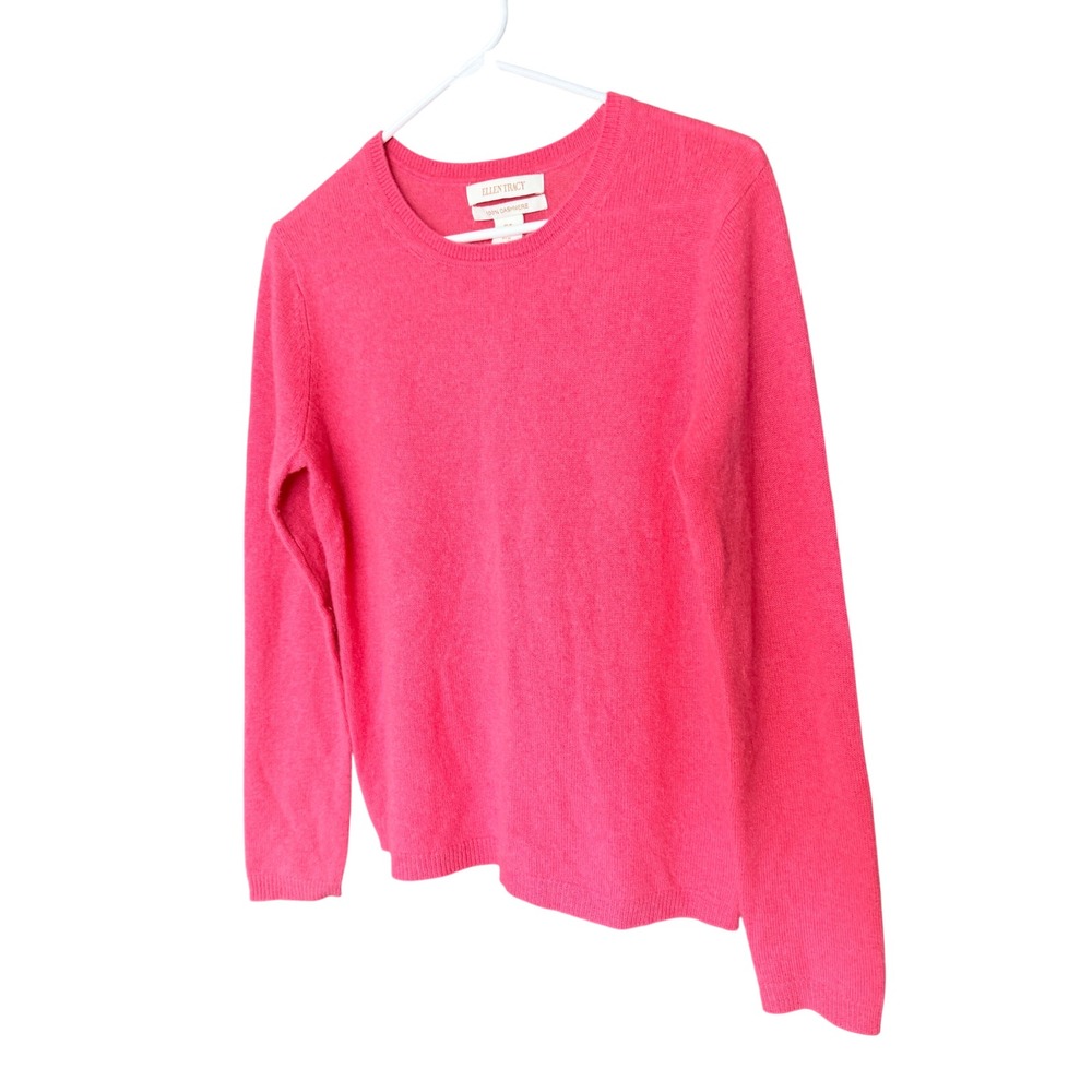 Ellen Tracy Cashmere Crewneck Sweater Pink Size M